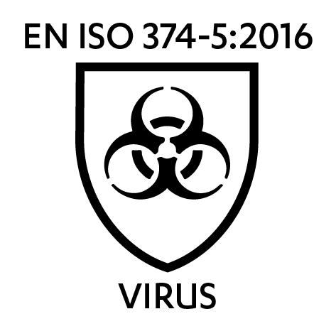Schutz vor Viren / EN ISO 374-5, ISO 16604.
