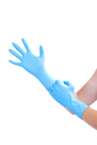 photo produit gants bleu – GANT NITRILE KOLMI® COVERFEEL CARE LONG