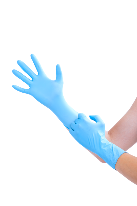 photo produit gants bleu – GANT NITRILE KOLMI® COVERFEEL CARE LONG