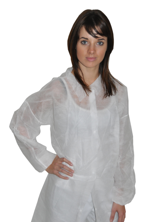 photo produit vêtements blanc – BLOUSE SAFEWEAR PP 40G/M² À PRESSIONS