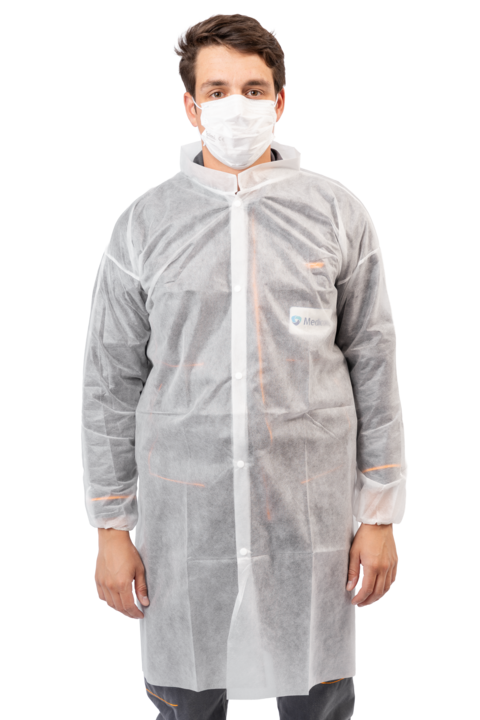 photo produit vêtements blanc – BLOUSE SAFEWEAR PP 25G/M² À PRESSIONS