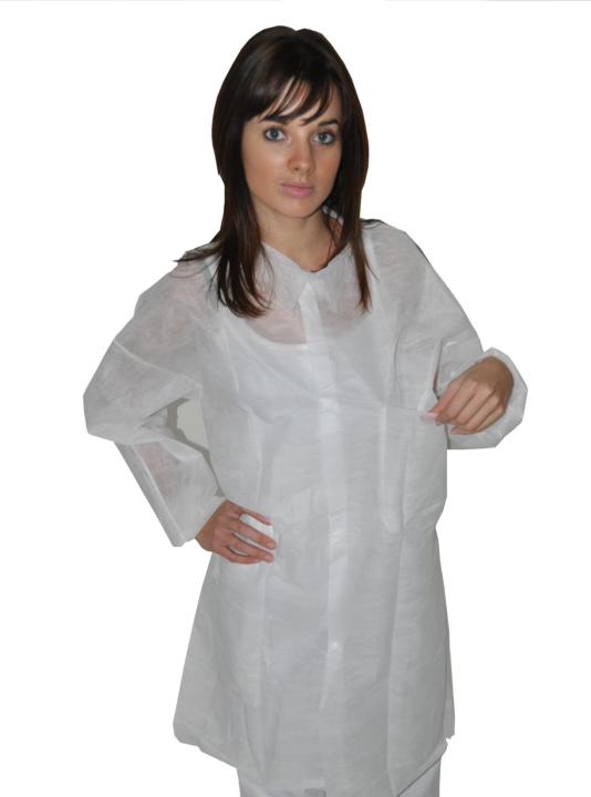 photo produit vêtements blanc – BLOUSE SAFEWEAR PP 40G/M² À PRESSIONS À POCHES