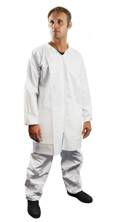 photo produit vêtements blanc – BLOUSE SAFEWEAR PP+PE ANTISTATIQUE À ZIP