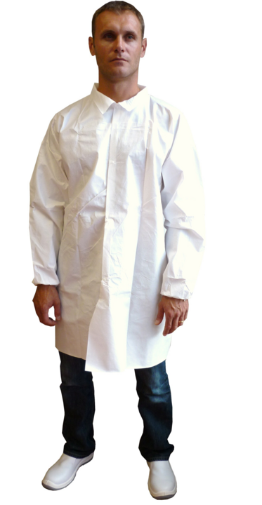 photo produit vêtements blanc – BLOUSE SAFEWEAR PP+PE ANTISTATIQUE À PRESSIONS