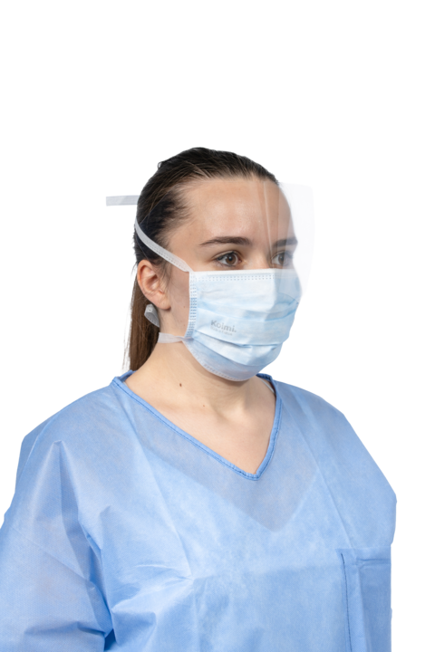 product photo masks blue – KOLMI® FEELDRY TYPE IIR TIE-ON VISOR
