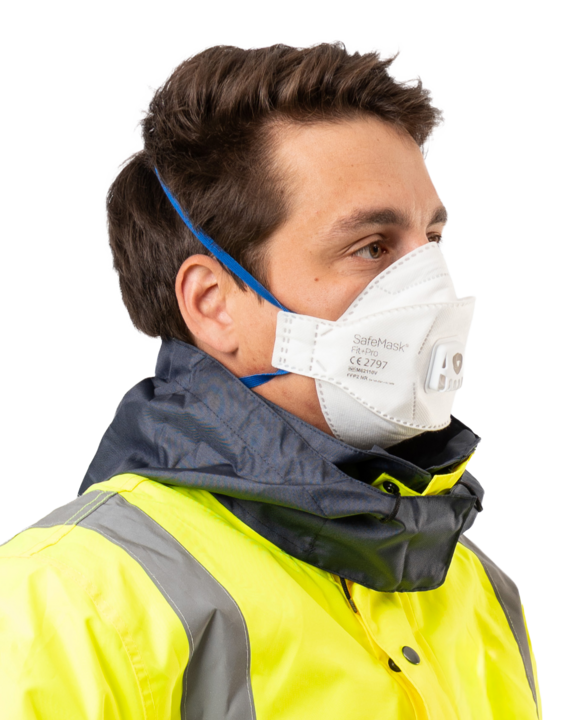 photo produit masques blanc / bleu – MASQUE FFP2 NR SAFEMASK® FIT+PRO A VALVE
