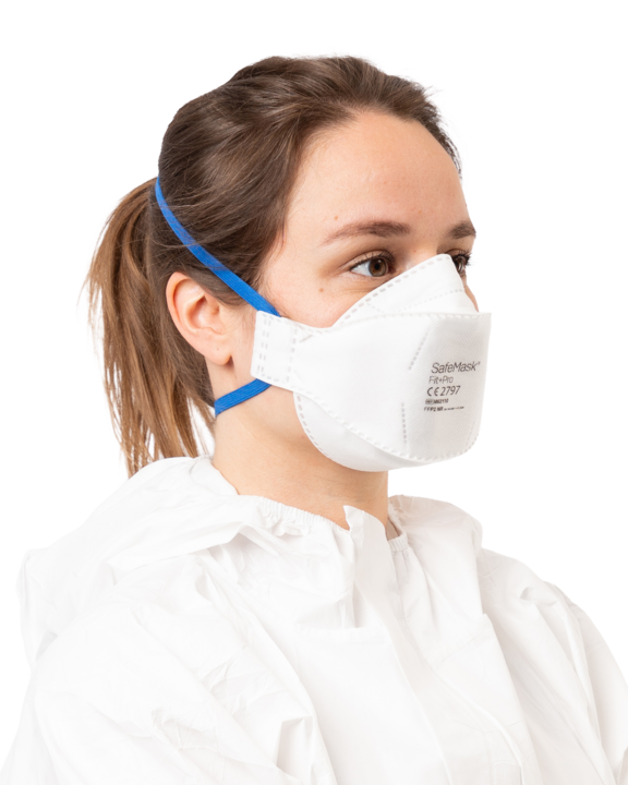 photo produit masques blanc / bleu – MASQUE FFP2 NR SAFEMASK® FIT+PRO