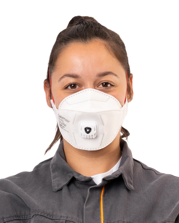 photo produit masques blanc / rouge – MASQUE FFP3 NR SAFEMASK® FIT+PRO A VALVE