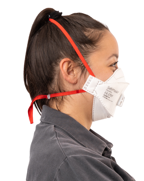 photo produit masques blanc / rouge – MASQUE FFP3 NR SAFEMASK® FIT+PRO A VALVE