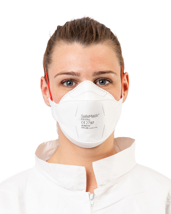 photo produit masques blanc / rouge – MASQUE FFP3 NR SAFEMASK® FIT+PRO