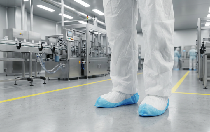 Anwendung Überschuhe weiß / blau – KOLMI® SKIDGUARD PP+PE RECYCELTE ÜBERZIEHSCHUHE